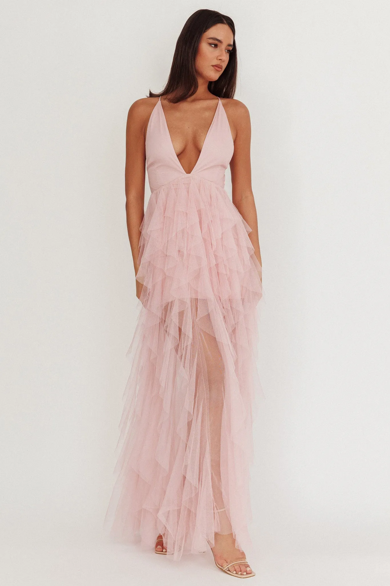 Auguste Cascading Frill Maxi Dress Blush sold by Selfie Leslie product image thumbnail 5