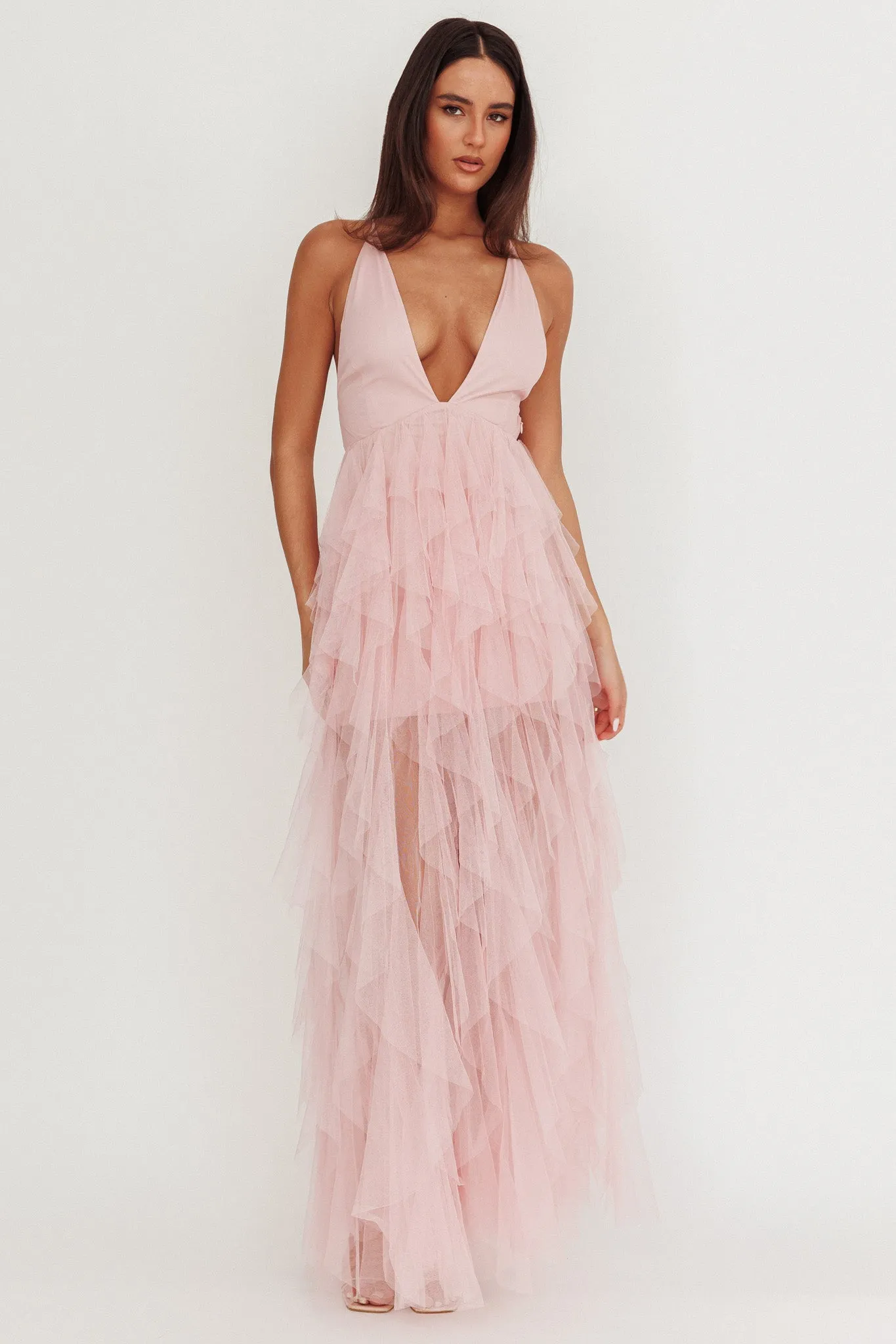 Auguste Cascading Frill Maxi Dress Blush sold by Selfie Leslie product image thumbnail 2