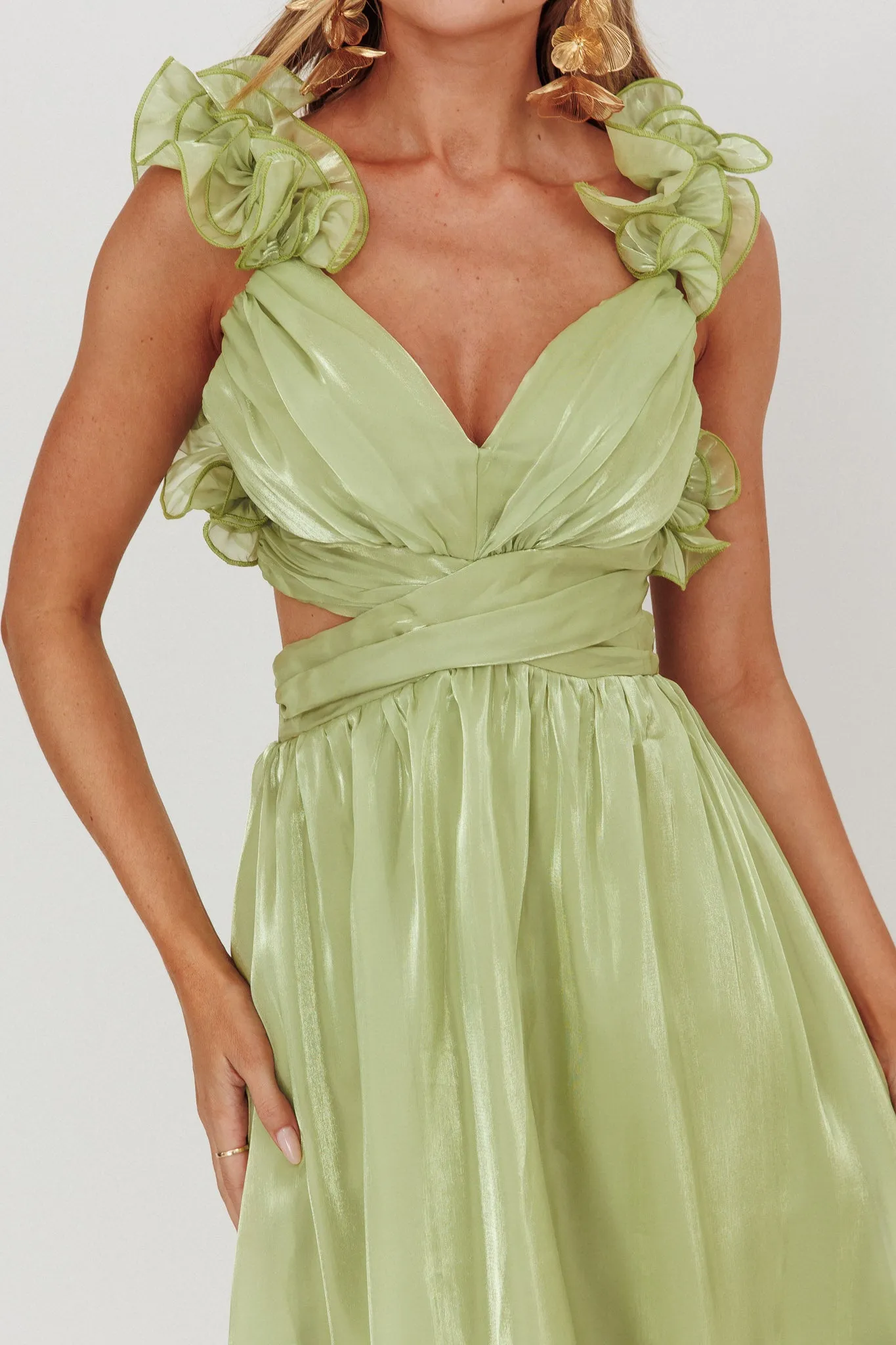 Madara Lace-Up Back Maxi Dress Sage sold by Selfie Leslie product image thumbnail 4