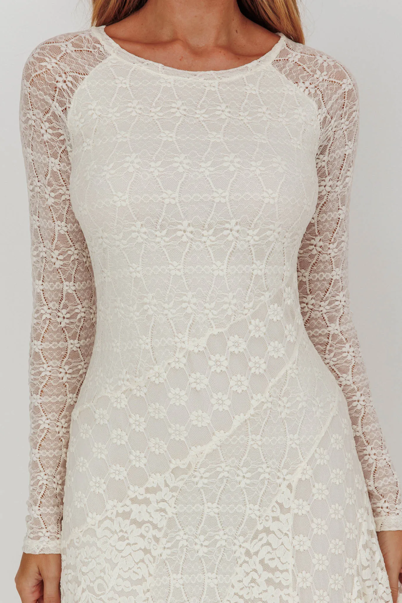 Tarly Long Sleeve Lace Maxi Dress Cream sold by Selfie Leslie product image thumbnail 4