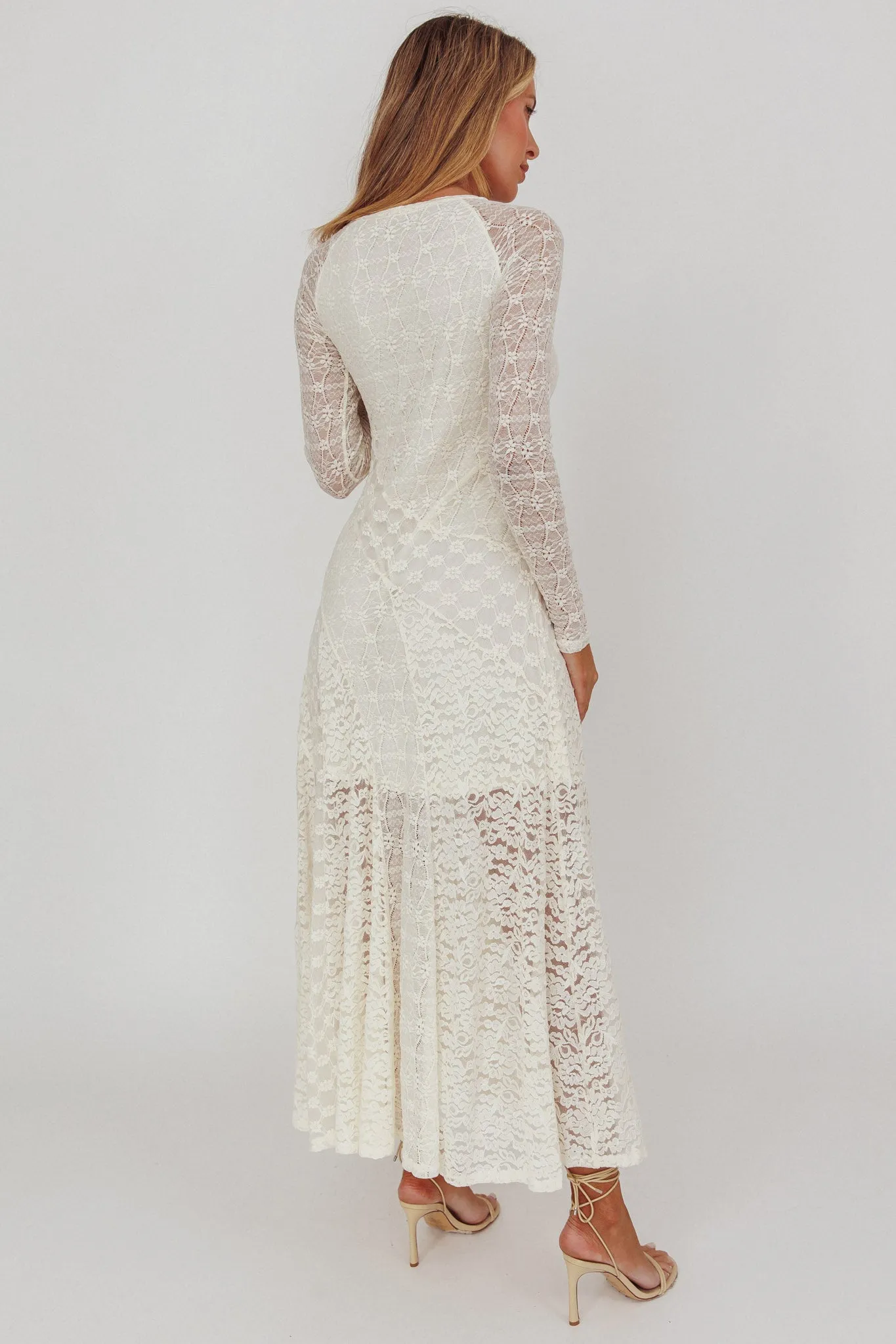 Tarly Long Sleeve Lace Maxi Dress Cream sold by Selfie Leslie product image thumbnail 2