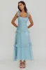 Moonlit Moment Ruffle Trim Lace-Up Back Maxi Dress Blue sold by Selfie Leslie