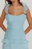Moonlit Moment Ruffle Trim Lace-Up Back Maxi Dress Blue sold by Selfie Leslie
