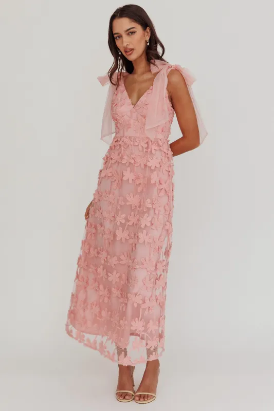 Mykonos Morning Tied Shoulder Tree Maxi Dress Blush sold by Selfie Leslie