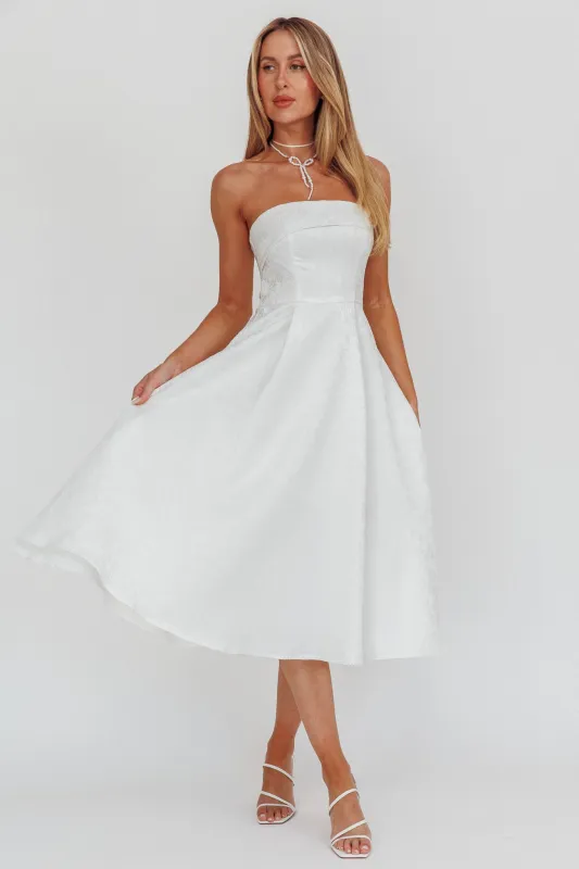 Worship Strapless A-Line Midi Dress White sold by Selfie Leslie