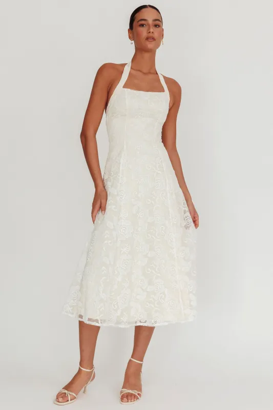Elliott A-Line Halter Neck Midi Dress White sold by Selfie Leslie