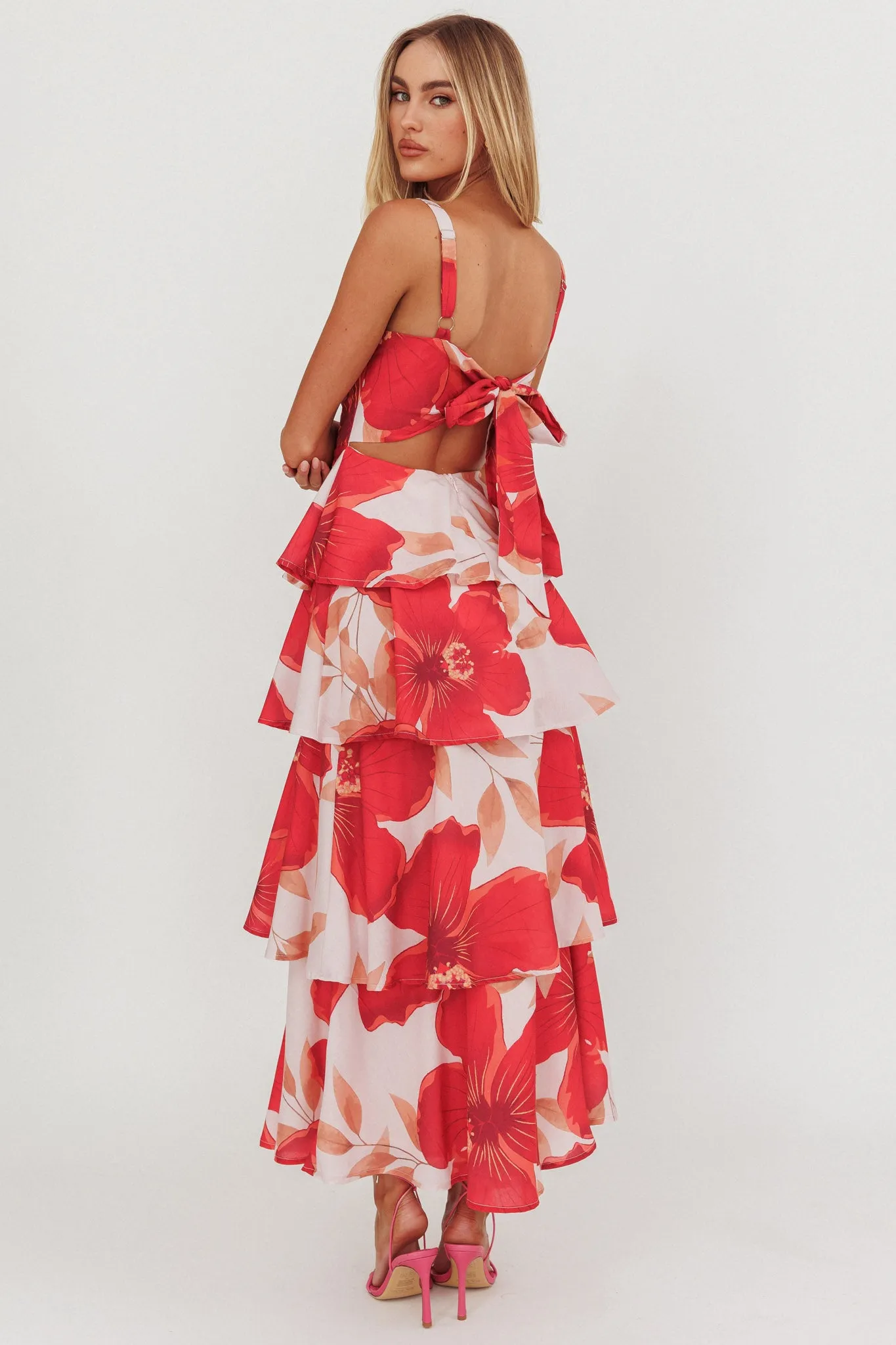 Provence Bloom Tiered Ruffle Floral Maxi Dress Blush sold by Selfie Leslie product image thumbnail 2