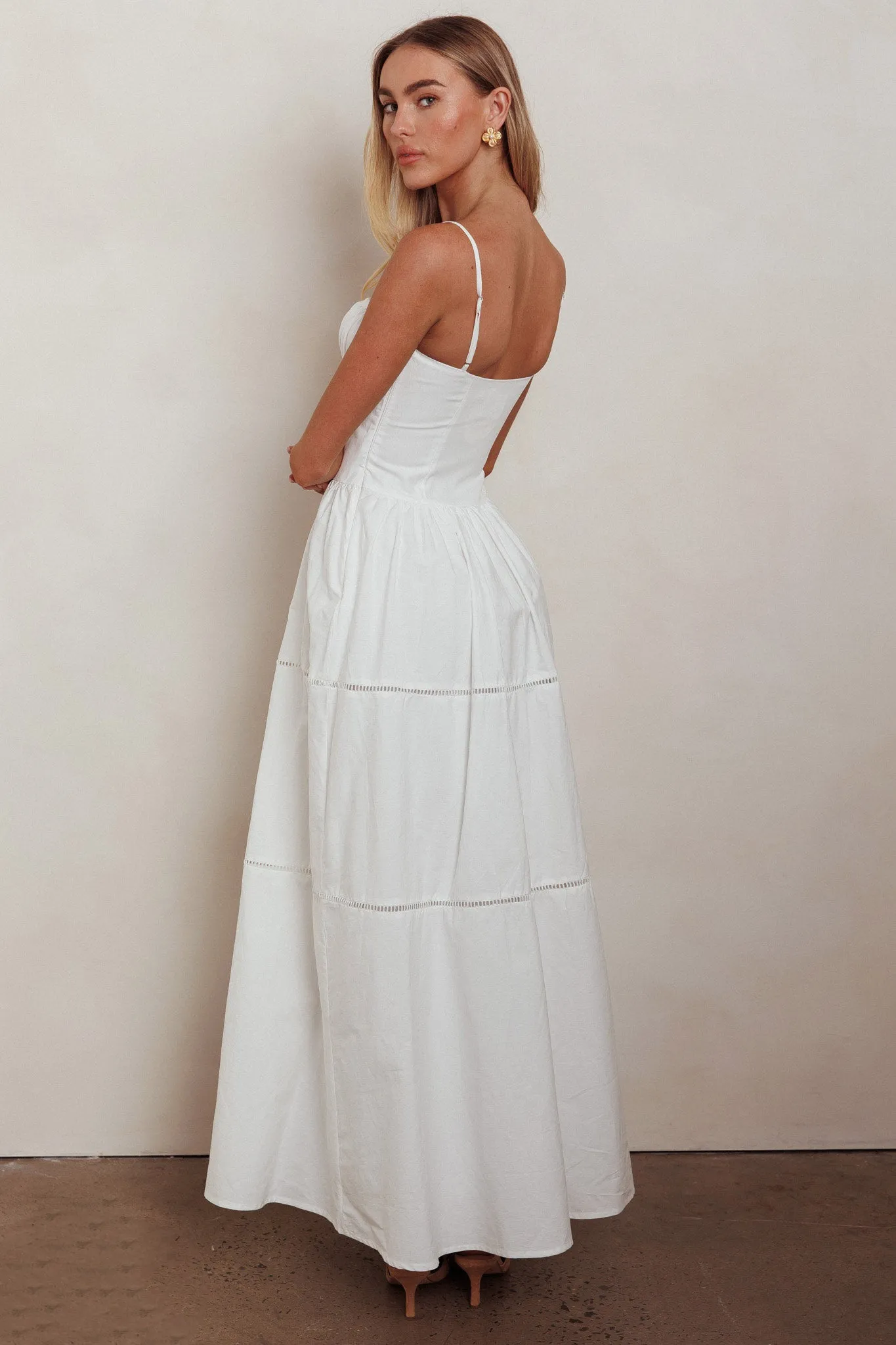 Heavenly Glow Gathered Bust A-Line Maxi Dress Off White sold by Selfie Leslie product image thumbnail 3