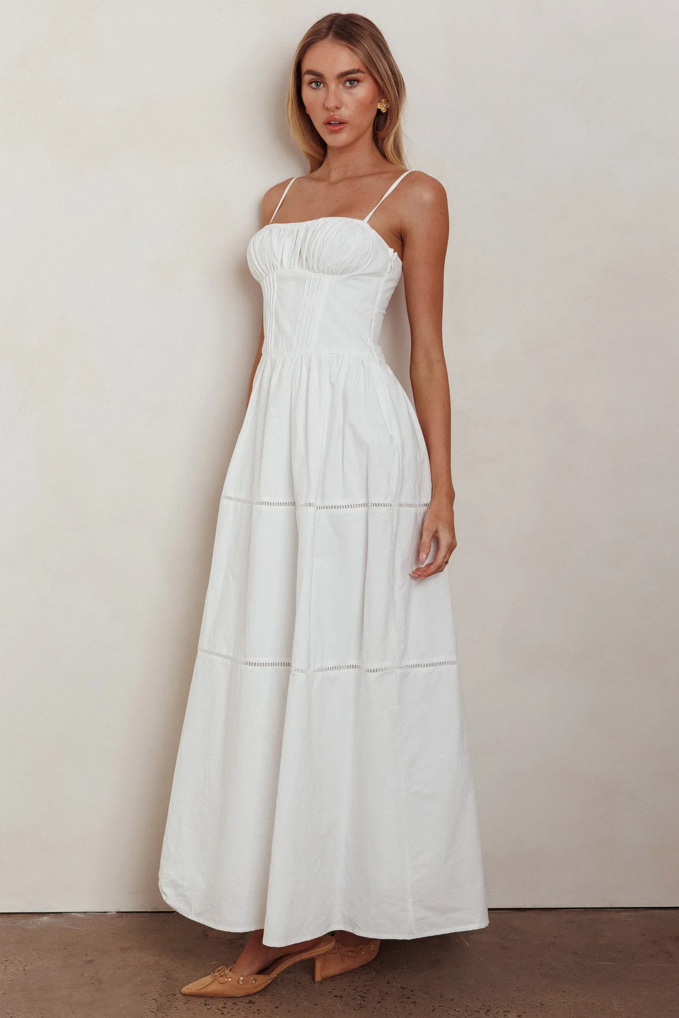 Heavenly Glow Gathered Bust A-Line Maxi Dress Off White sold by Selfie Leslie product image thumbnail 4