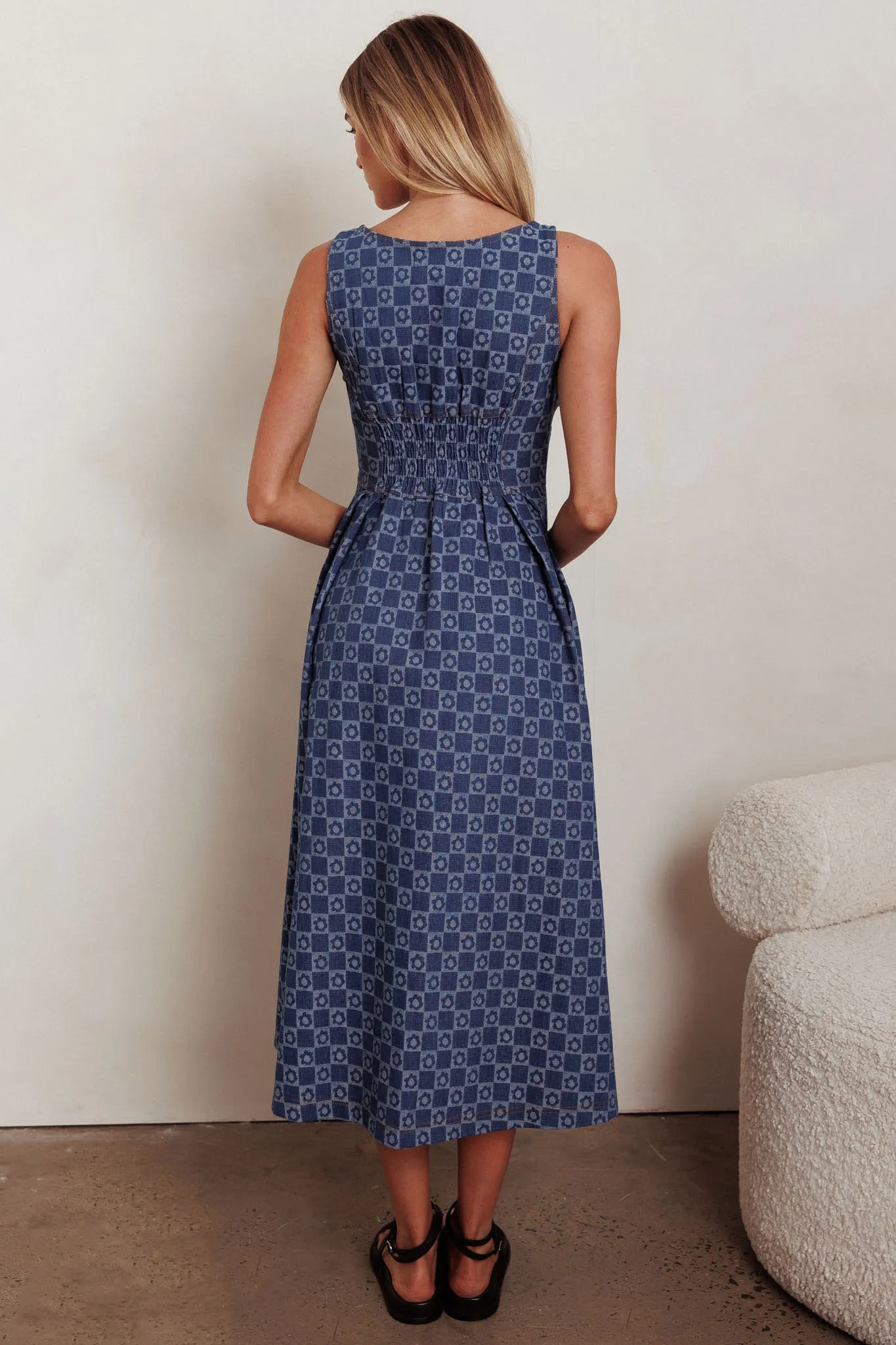 Hair Down Square Neck A-Line Midi Dress Floral Denim sold by Selfie Leslie product image thumbnail 3