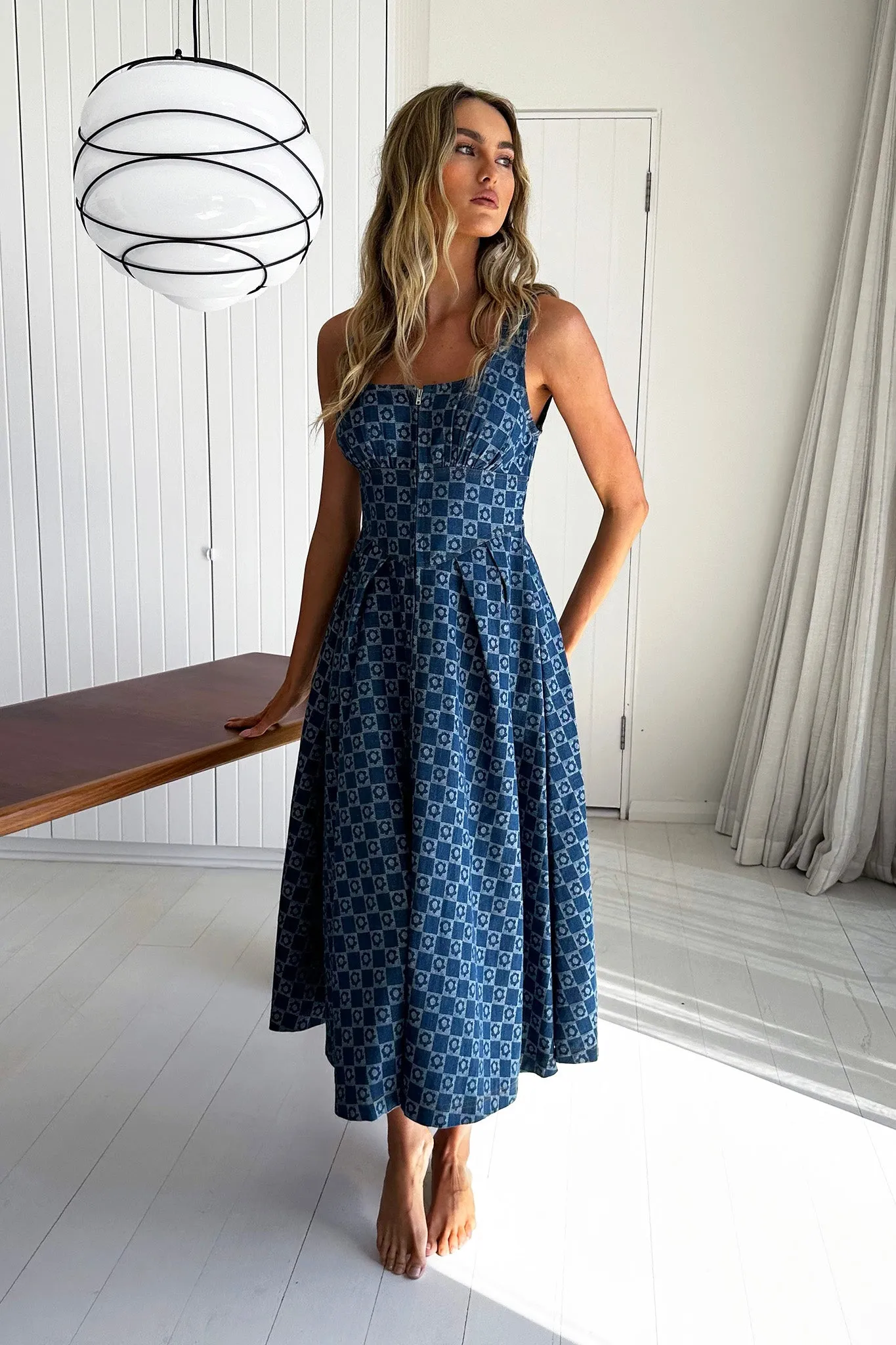 Hair Down Square Neck A-Line Midi Dress Floral Denim sold by Selfie Leslie product image thumbnail 2