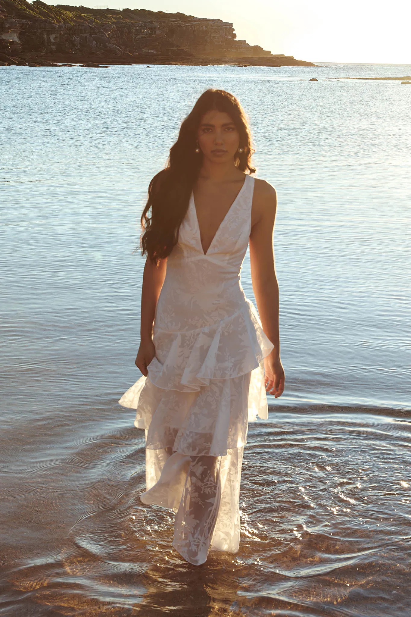 Veda Strappy Back Ruffle Chiffon Maxi Dress White sold by Selfie Leslie product image thumbnail 4