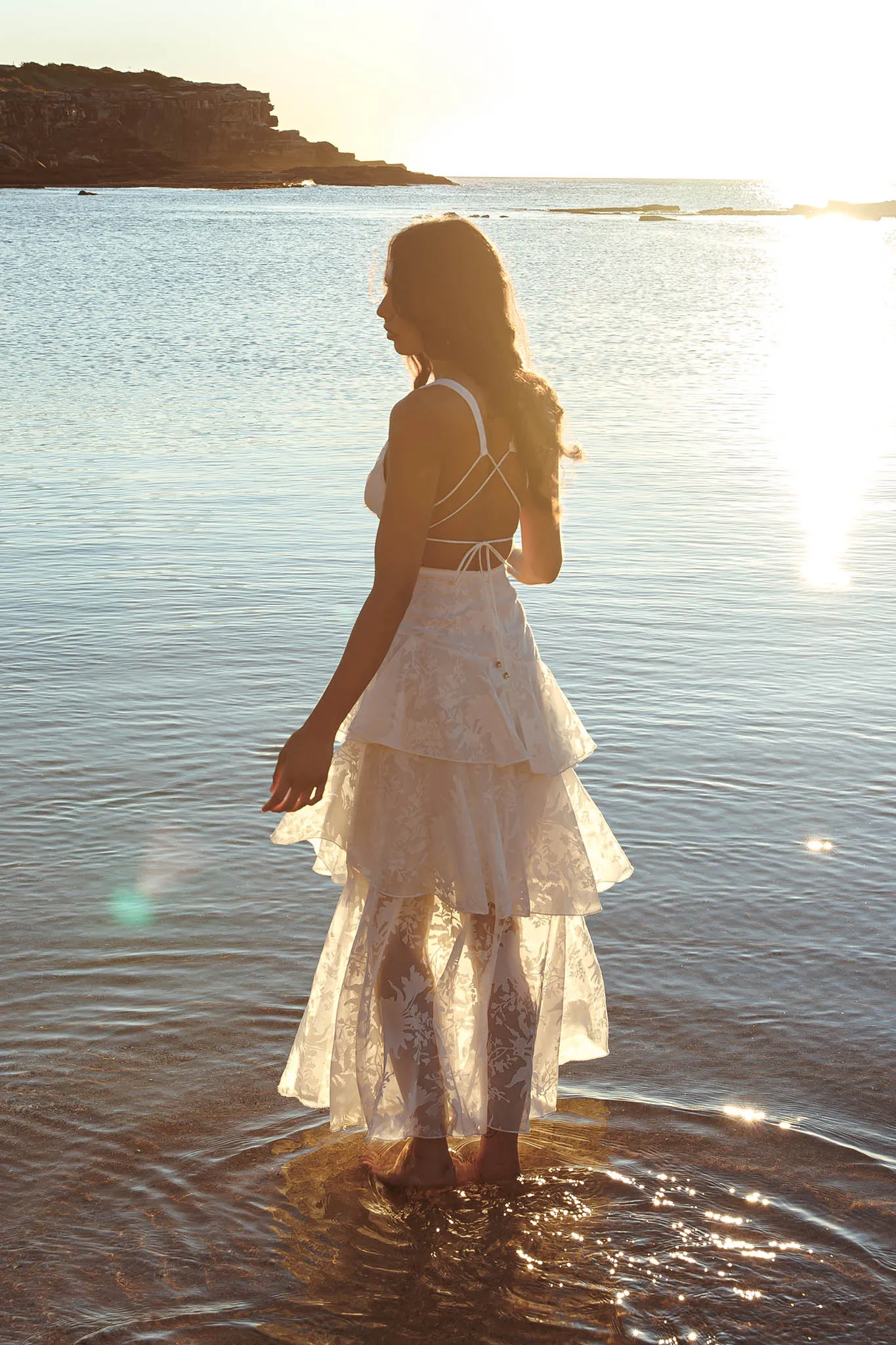 Veda Strappy Back Ruffle Chiffon Maxi Dress White sold by Selfie Leslie product image thumbnail 2