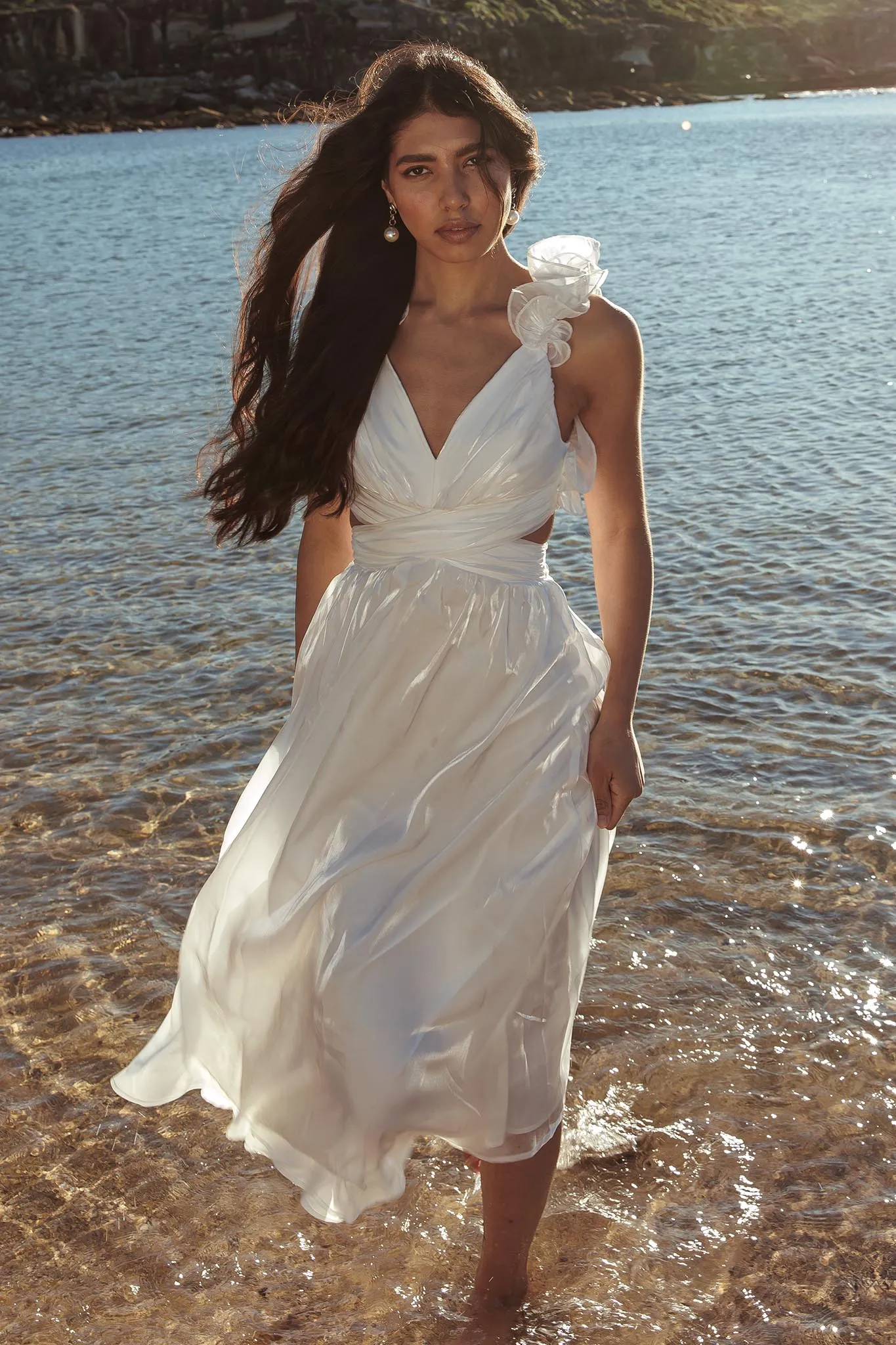 Madara Lace-Up Back Maxi Dress White sold by Selfie Leslie product image thumbnail 4