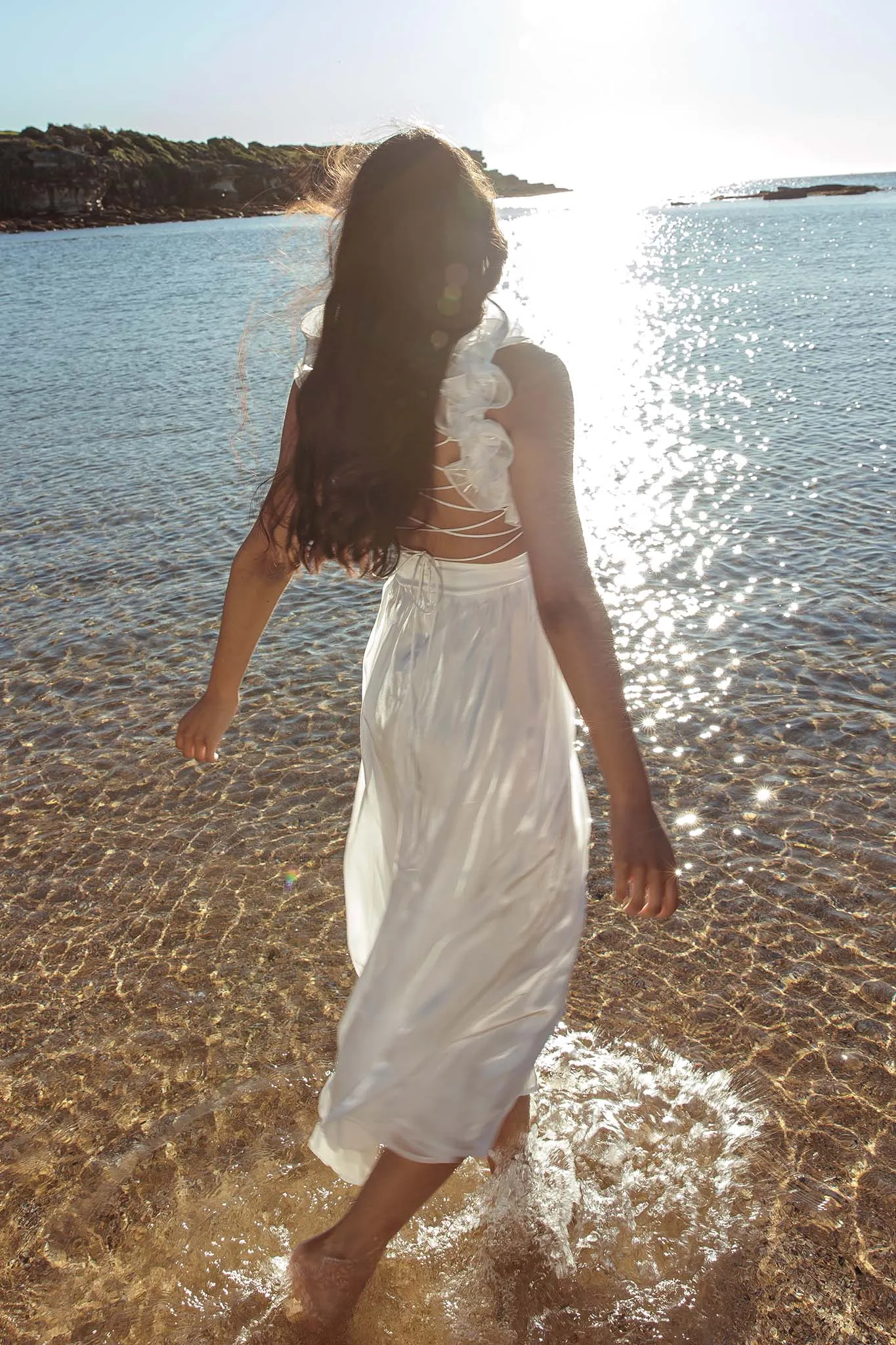 Madara Lace-Up Back Maxi Dress White sold by Selfie Leslie product image thumbnail 2