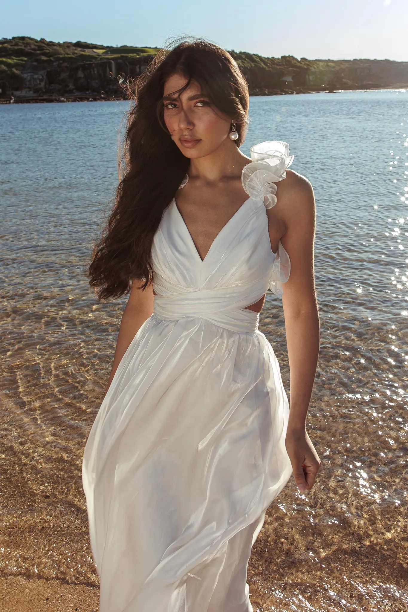 Madara Lace-Up Back Maxi Dress White sold by Selfie Leslie product image thumbnail 3