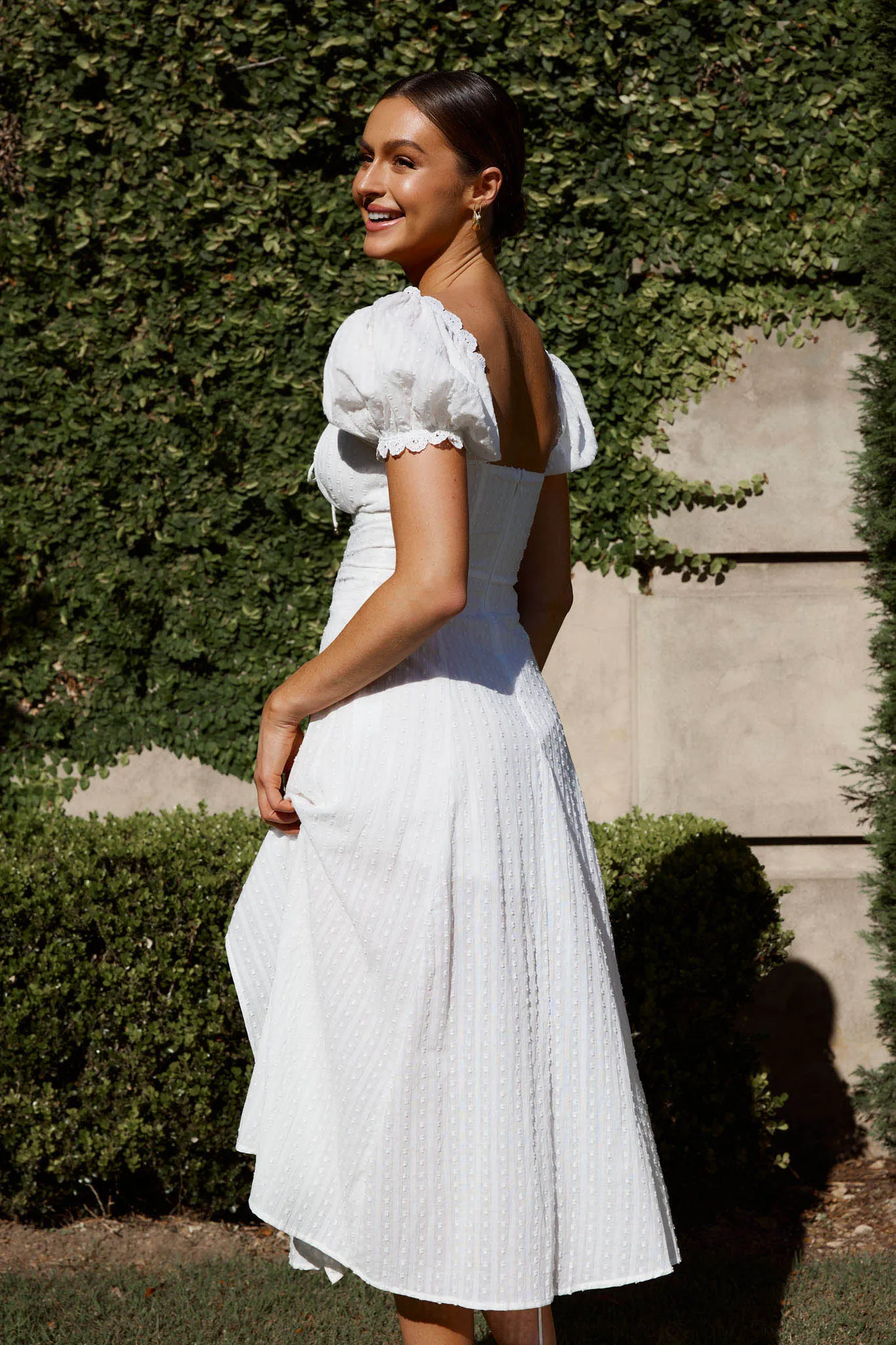 Chablis Gathered Bust Puff Sleeve Midi Dress White sold by Selfie Leslie product image thumbnail 2