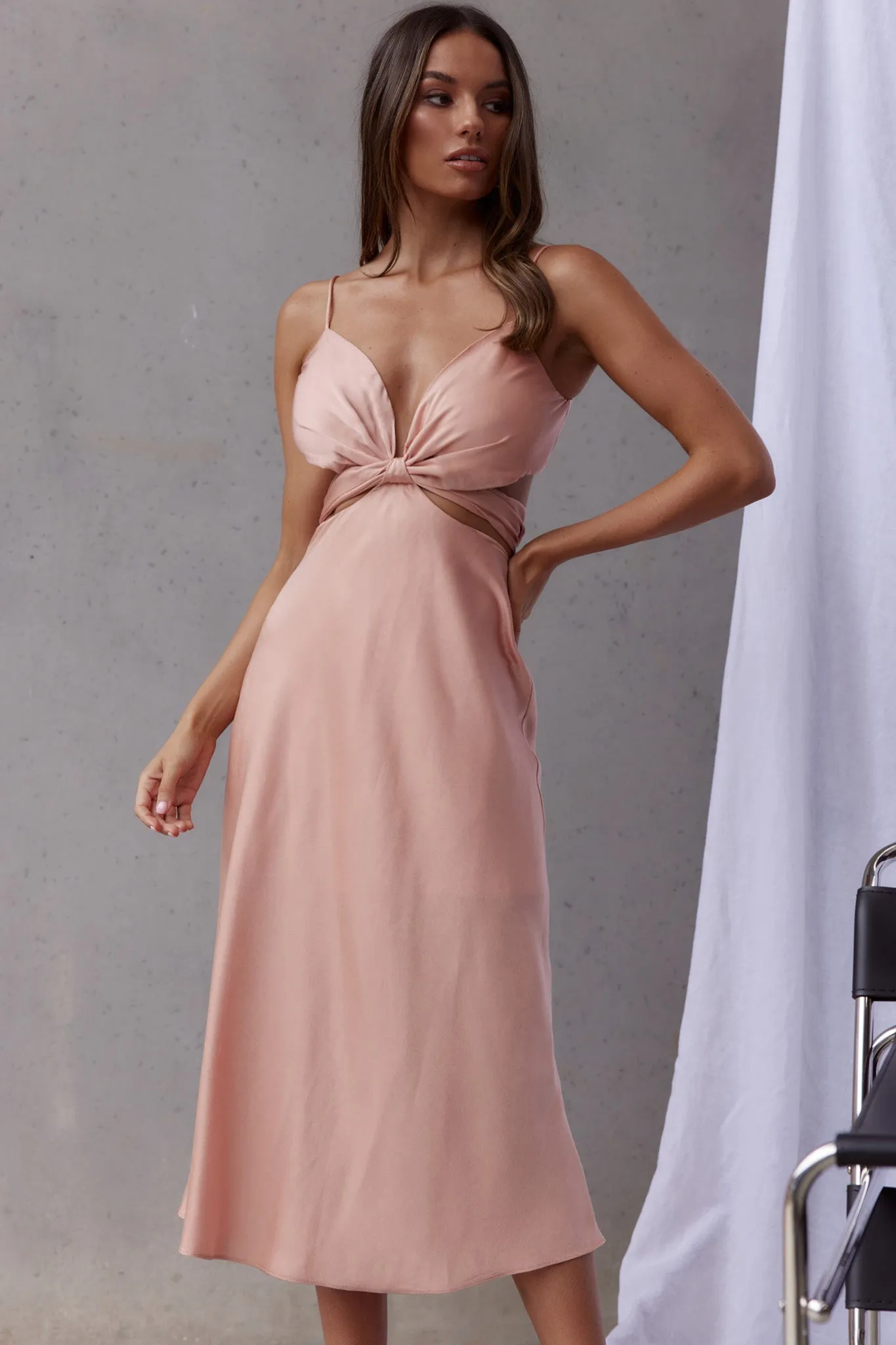 Dance With Me Crossover Bust Midi Dress Peach sold by Selfie Leslie product image thumbnail 5
