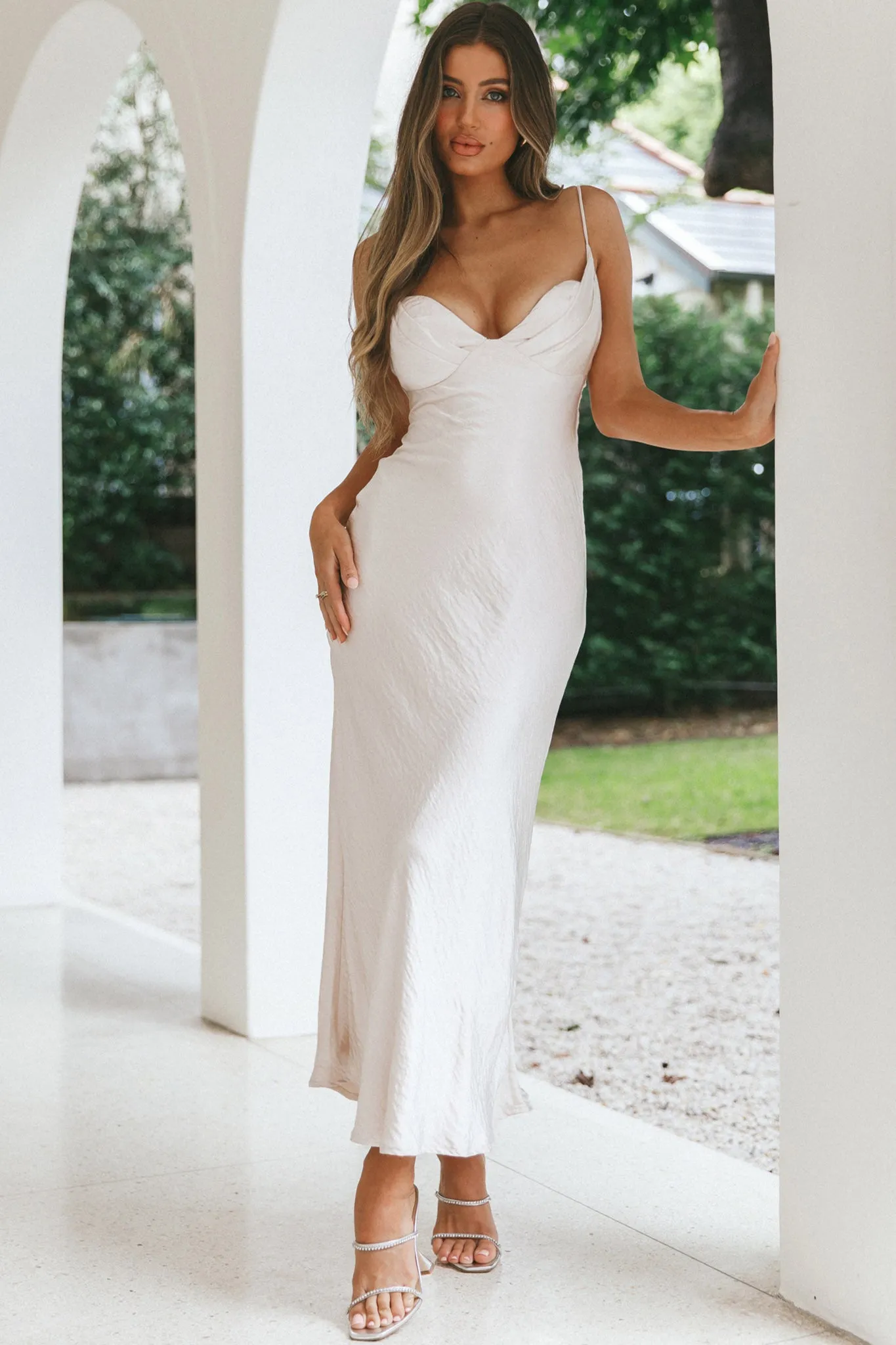 Infinity Pintuck Bust Maxi Dress Champagne sold by Selfie Leslie product image thumbnail 4