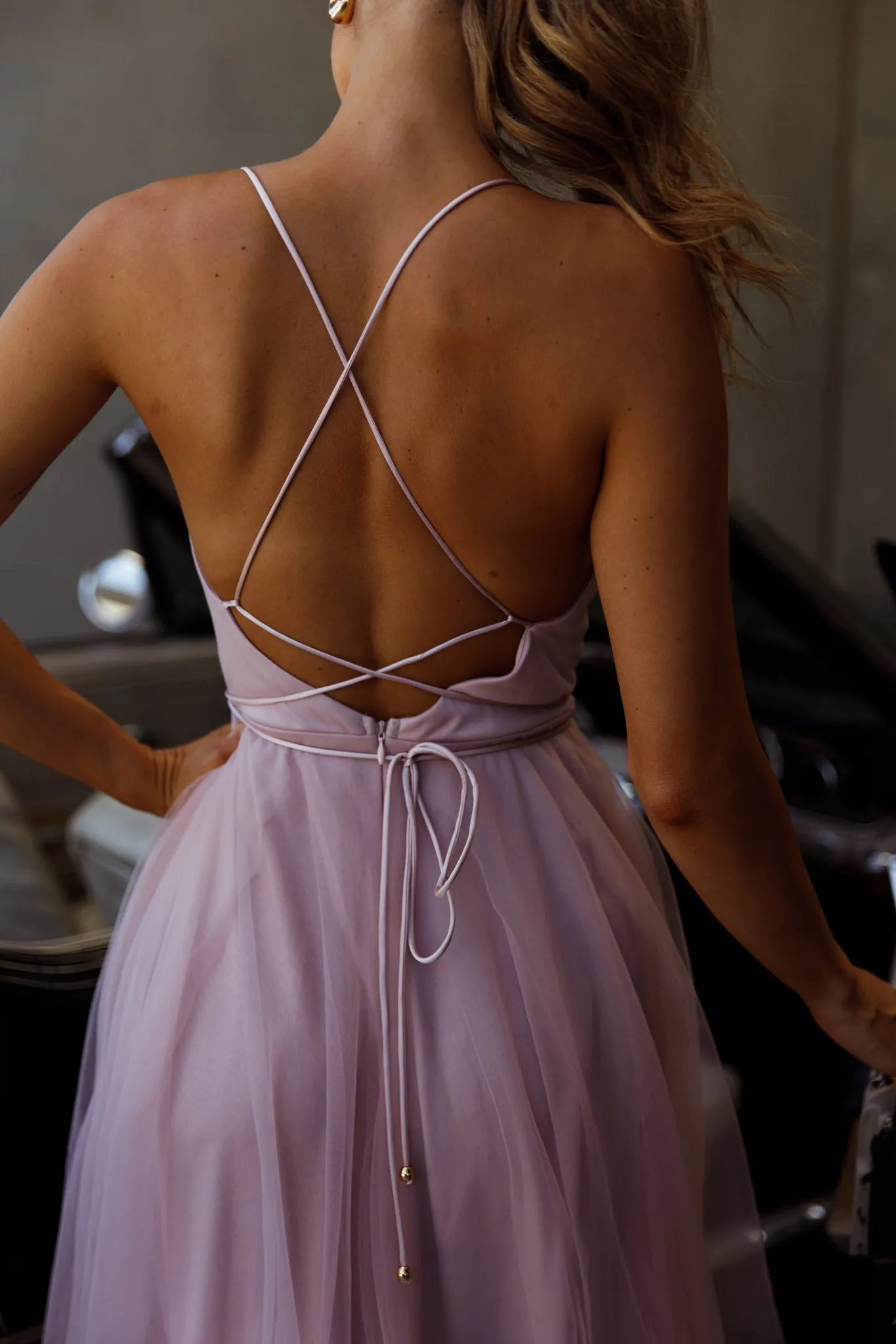 Floating By Pleated Neckline Mesh Midi Dress Blush sold by Selfie Leslie product image thumbnail 5