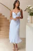 Lake Como Fitted Bodice Cami Strap Midi Dress Steel Blue sold by Selfie Leslie