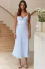 Lake Como Fitted Bodice Cami Strap Midi Dress Steel Blue sold by Selfie Leslie