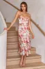 Lake Como Fitted Bodice Cami Strap Midi Dress Abstract Print Rose sold by Selfie Leslie