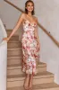 Lake Como Fitted Bodice Cami Strap Midi Dress Abstract Print Rose sold by Selfie Leslie