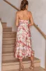 Lake Como Fitted Bodice Cami Strap Midi Dress Abstract Print Rose sold by Selfie Leslie