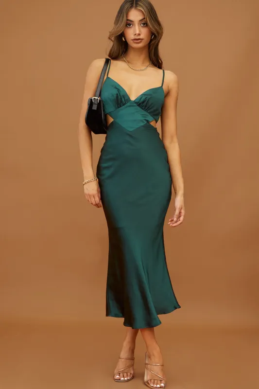 City Lights Cut-Out Waist Strappy Back Midi Dress Jade sold by Selfie Leslie