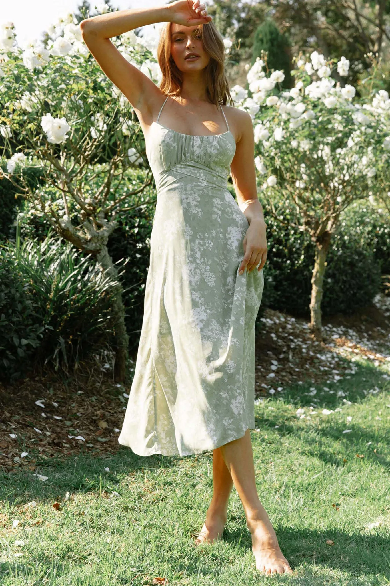 Linka Cami Strap Midi Dress Floral Print Avocado sold by Selfie Leslie product image thumbnail 3