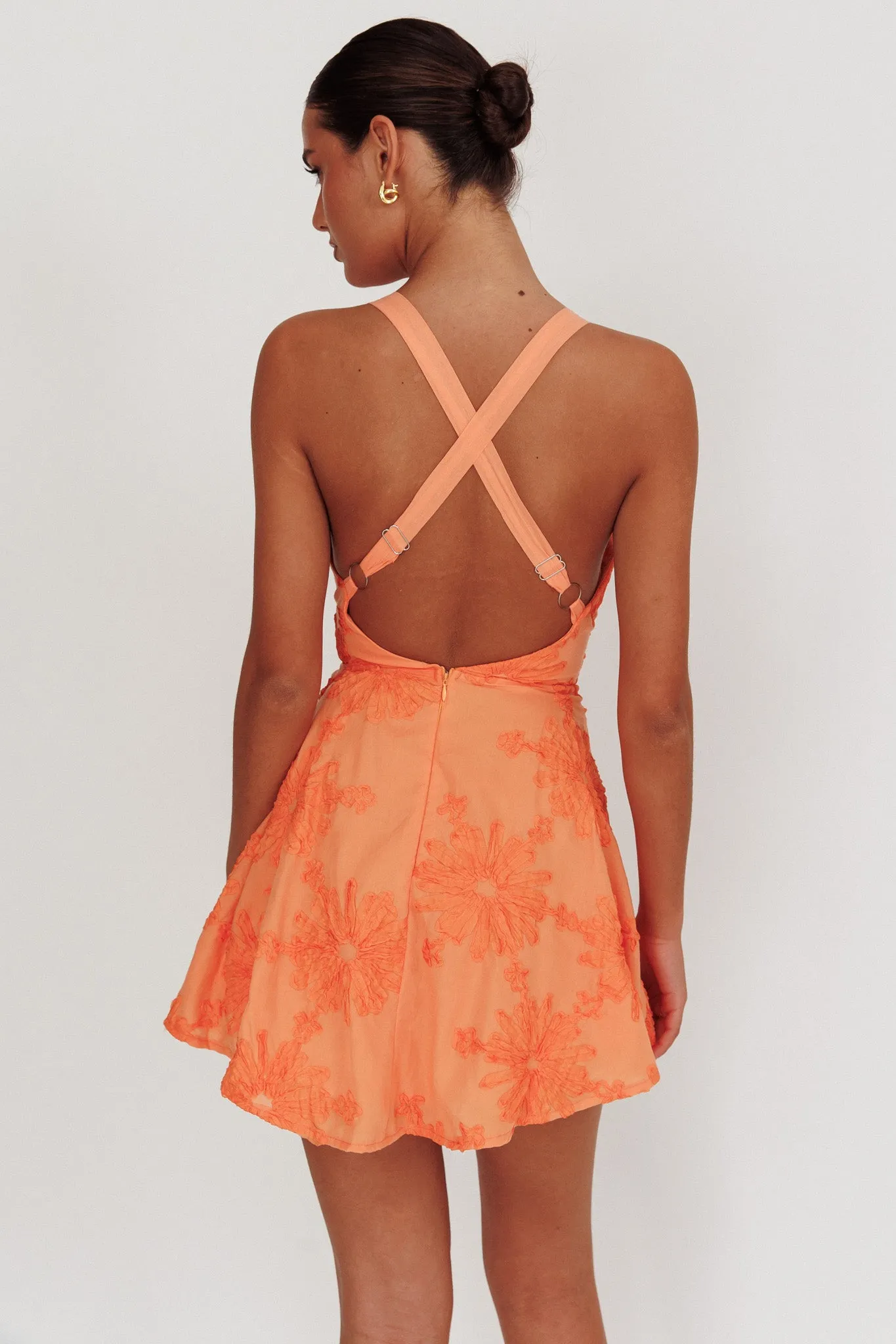 Lavalle Criss-Cross Floral Embellished Mini Dress Orange sold by Selfie Leslie product image thumbnail 3