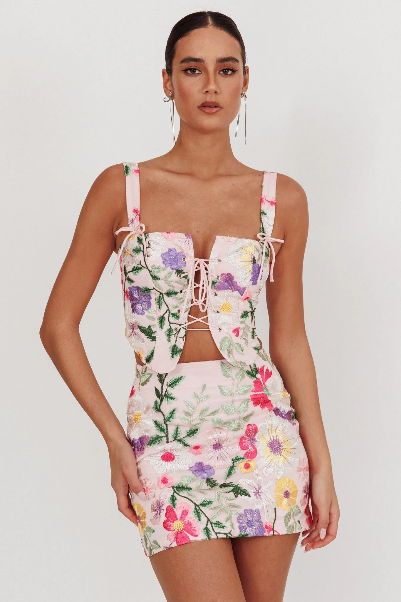 High Street Jacquard Mini Skirt Floral Multi sold by Selfie Leslie