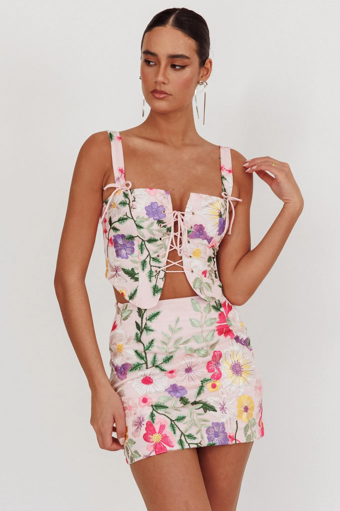 High Street Jacquard Mini Skirt Floral Multi sold by Selfie Leslie product image thumbnail 5