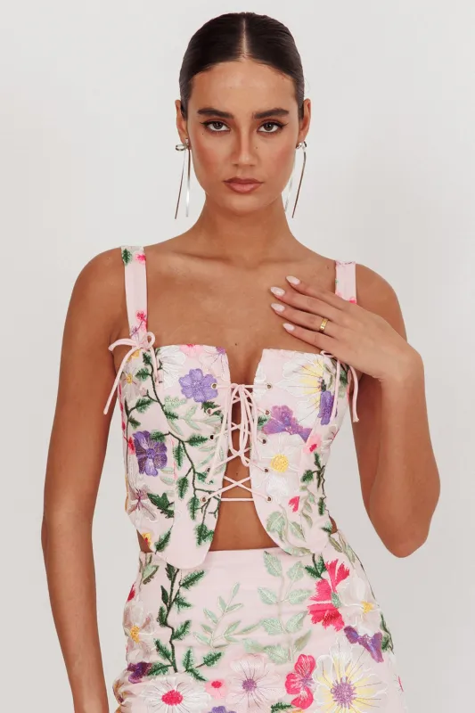 High Street Jacquard Corset Top Floral Multi sold by Selfie Leslie