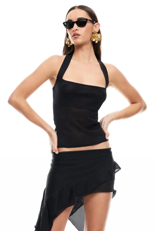 LIONESS Palisades Halter Top Onyx sold by Selfie Leslie