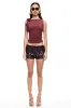 LIONESS Night Rider Mini Shorts Burgundy sold by Selfie Leslie