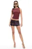 LIONESS Night Rider Mini Shorts Burgundy sold by Selfie Leslie