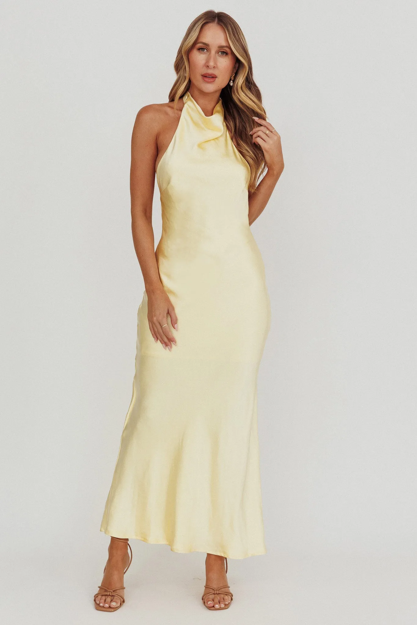 Sweetest Sundays Halterneck Open Back Dress Butter sold by Selfie Leslie product image thumbnail 2