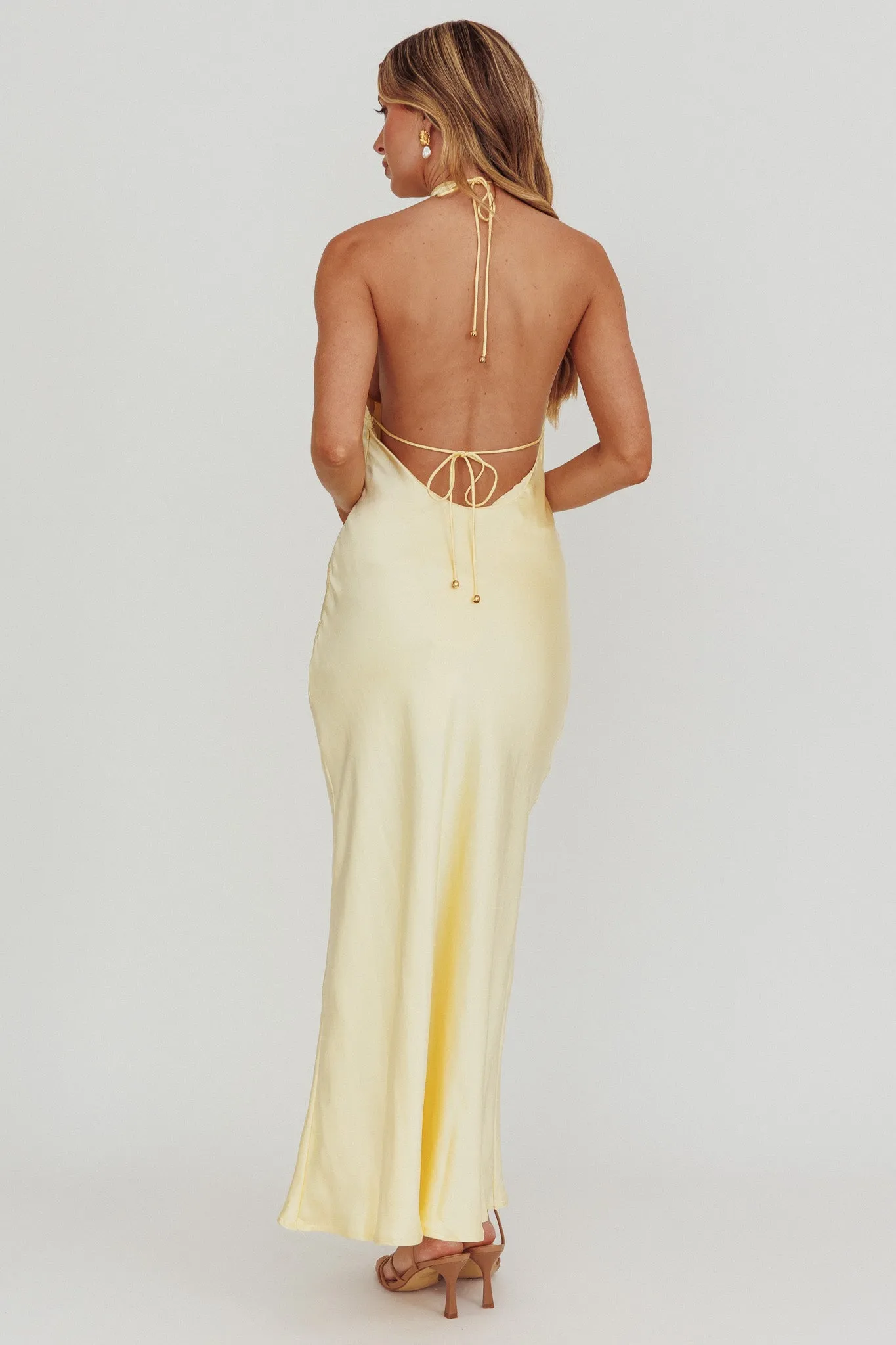 Sweetest Sundays Halterneck Open Back Dress Butter sold by Selfie Leslie product image thumbnail 4