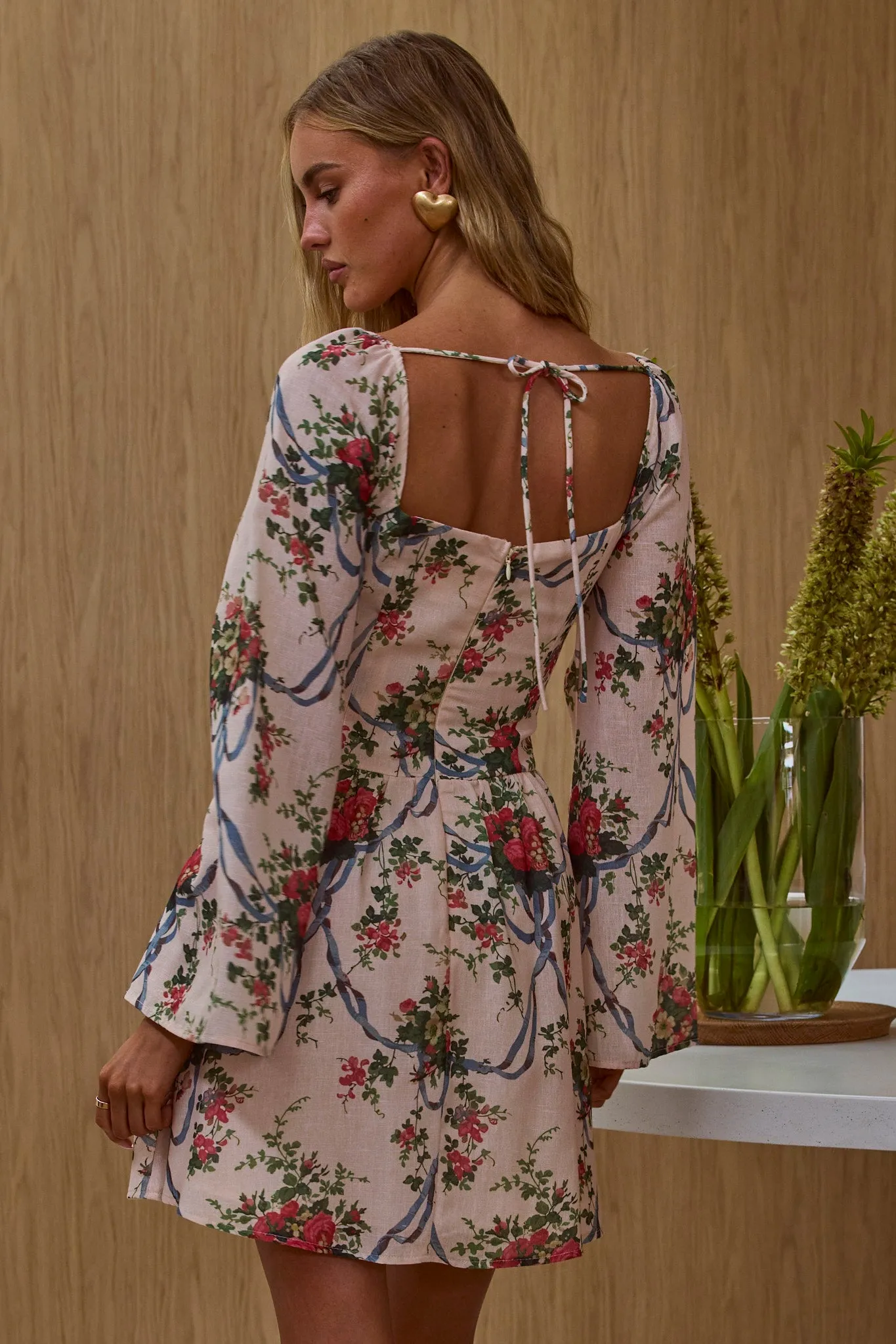 Emmy Gathered Bust Mini Dress Floral Pink sold by Selfie Leslie product image thumbnail 3