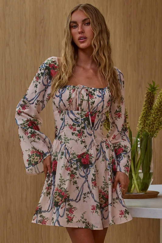 Emmy Gathered Bust Mini Dress Floral Pink sold by Selfie Leslie