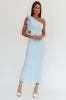 Deanna One-Shoulder Ruffle Maxi Dress Light Blue sold by Selfie Leslie