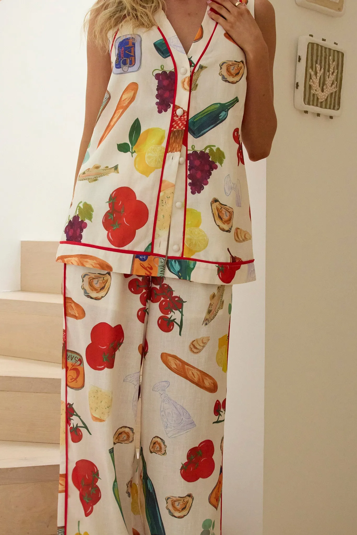 Canyons Piping Trim Wide Leg Pants Print Beige sold by Selfie Leslie product image thumbnail 4