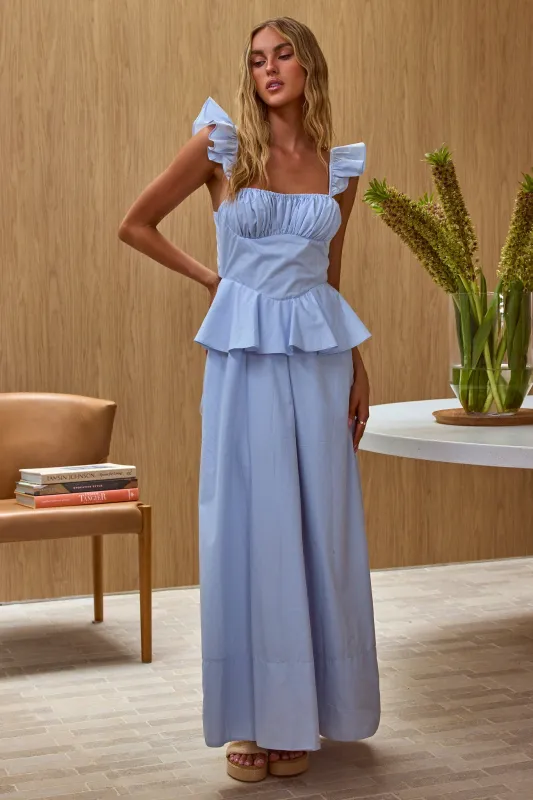 Provence Bloom Peplum Maxi Dress Blue sold by Selfie Leslie