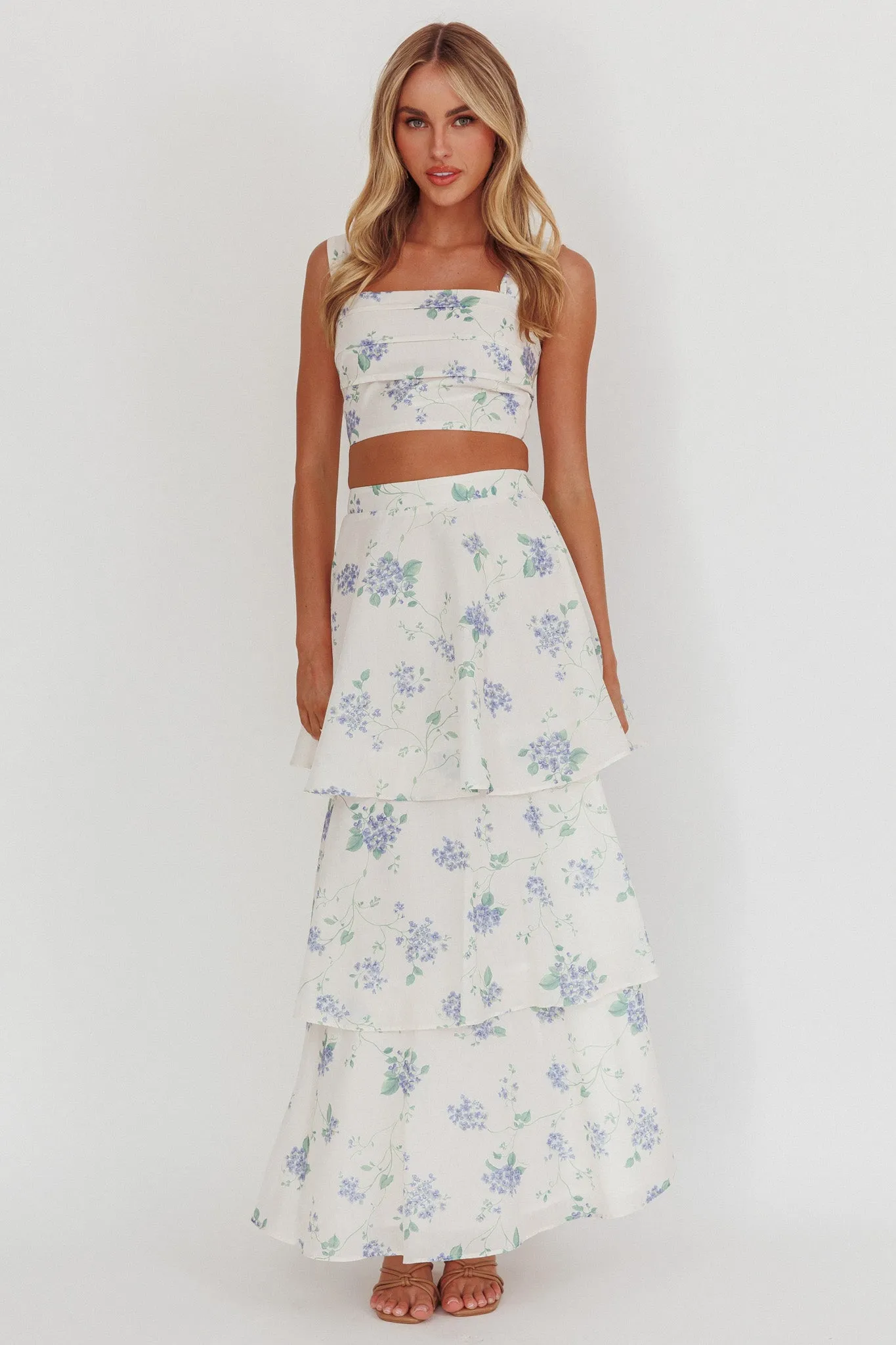 Dixon Pintuck Pleat Crop Top Floral Beige sold by Selfie Leslie product image thumbnail 5
