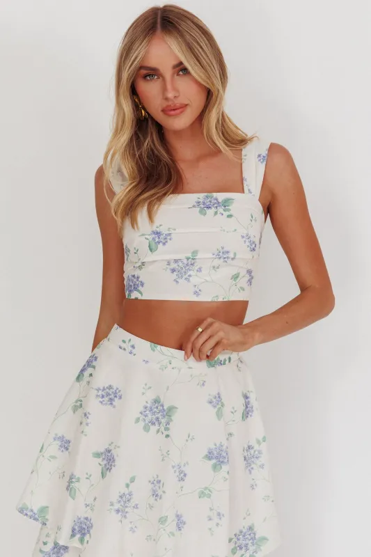Dixon Pintuck Pleat Crop Top Floral Beige made by Selfie Leslie