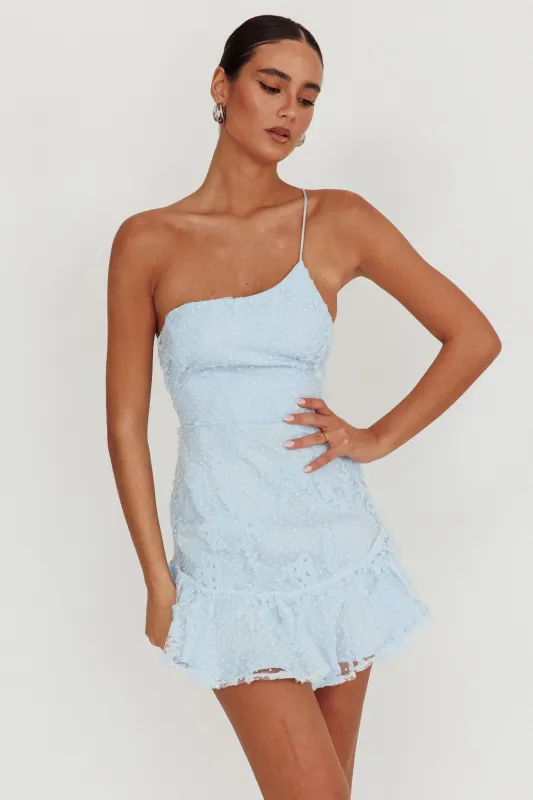 Lilah One Shoulder Embellished Dress Steel Blue sold by Selfie Leslie