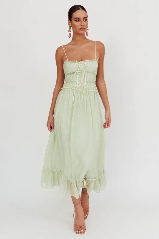 Maidens Tie Accent Maxi Dress Sage sold by Selfie Leslie