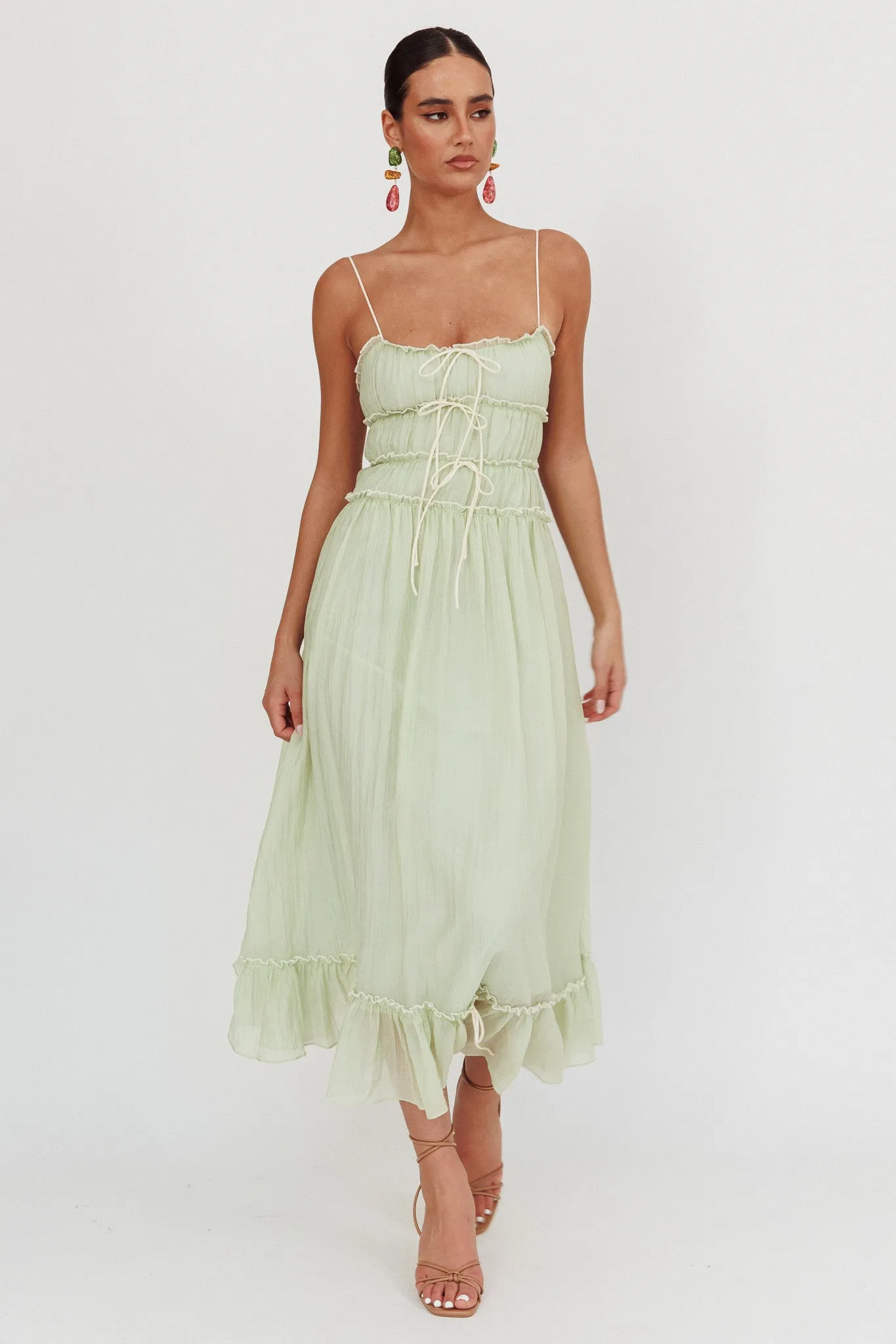 Maidens Tie Accent Maxi Dress Sage sold by Selfie Leslie